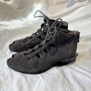 Earth womens size 9B Gray Dark Slate Suede Leather Hi heel Shoes zipper